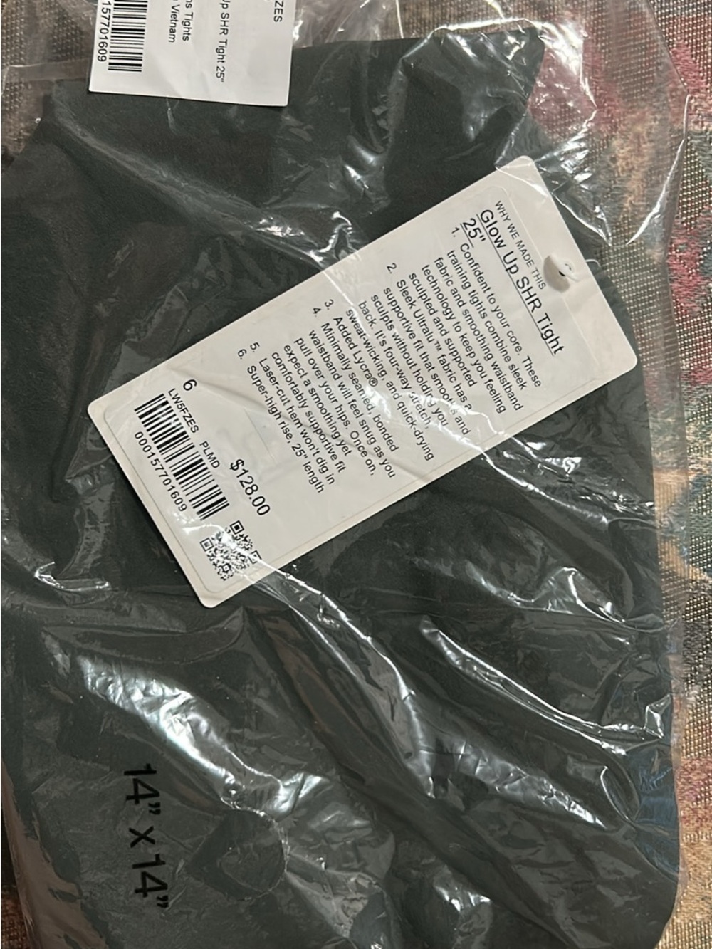 lululemon glow up tight 25” size 6 color palm deco